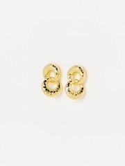 Oliver Bonas Gold Tone Sade Hammered Loop Drop Earrings - Image 1 of 4
