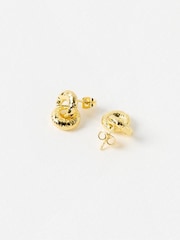 Oliver Bonas Gold Tone Sade Hammered Loop Drop Earrings - Image 3 of 4