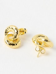 Oliver Bonas Gold Tone Sade Hammered Loop Drop Earrings - Image 4 of 4