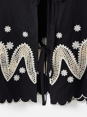Oliver Bonas Black Cutwork Embroidered Tie Front Blouse - Image 6 of 6