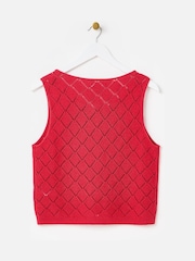 Oliver Bonas Diamond Stitch Button Up Knitted Vest - Imagem 2 de 5