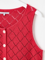 Oliver Bonas Diamond Stitch Button Up Knitted Vest - Imagem 4 de 5