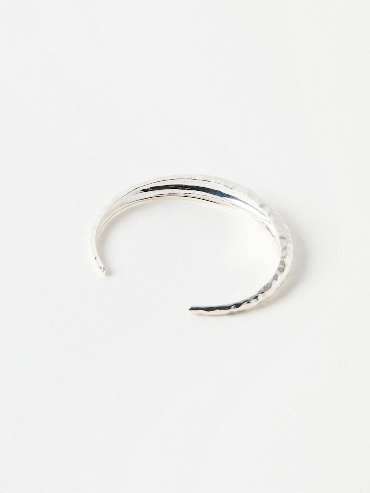 Oliver Bonas Silver Tone Hallie Hammered Bangle - Image 2 of 3
