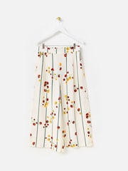 Oliver Bonas White Striped Tomato Print Wide Leg Culotte Trousers - Image 1 of 5