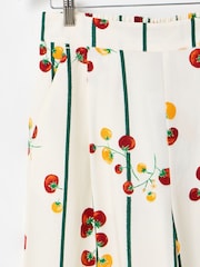Oliver Bonas White Striped Tomato Print Wide Leg Culotte Trousers - Image 3 of 5