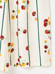 Oliver Bonas White Striped Tomato Print Wide Leg Culotte Trousers - Image 4 of 5