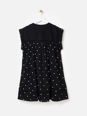 Oliver Bonas Black Embroidered Spot Print Mini Dress - Image 2 of 6