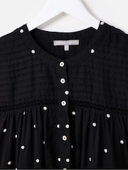 Oliver Bonas Black Embroidered Spot Print Mini Dress - Image 3 of 6