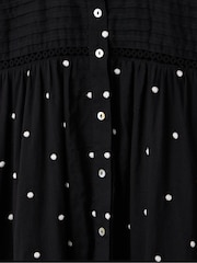 Oliver Bonas Black Embroidered Spot Print Mini Dress - Image 5 of 6