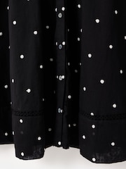 Oliver Bonas Black Embroidered Spot Print Mini Dress - Image 6 of 6