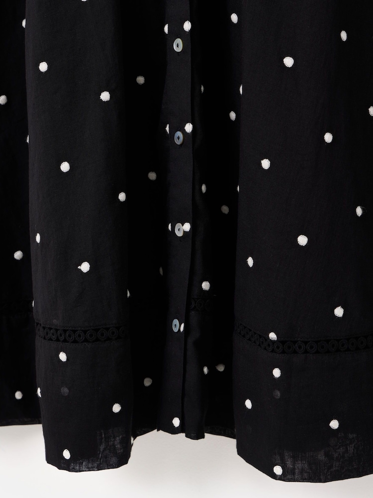 Oliver Bonas Black Embroidered Spot Print Mini Dress - Image 6 of 6 Oliver Bonas Black Embroidered Spot Print Mini Dress - Image 6 of 6