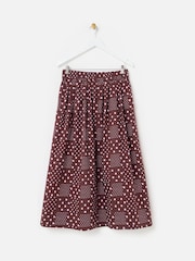 Oliver Bonas Brown Spot Print Midi Skirt - Image 1 of 5