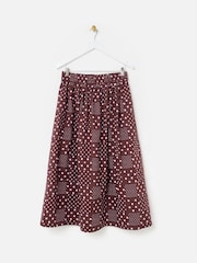 Oliver Bonas Brown Spot Print Midi Skirt - Image 2 of 5