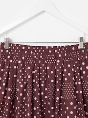 Oliver Bonas Brown Spot Print Midi Skirt - Image 3 of 5