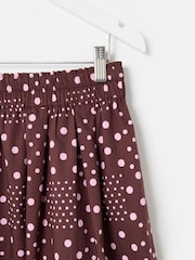 Oliver Bonas Brown Spot Print Midi Skirt - Image 4 of 5