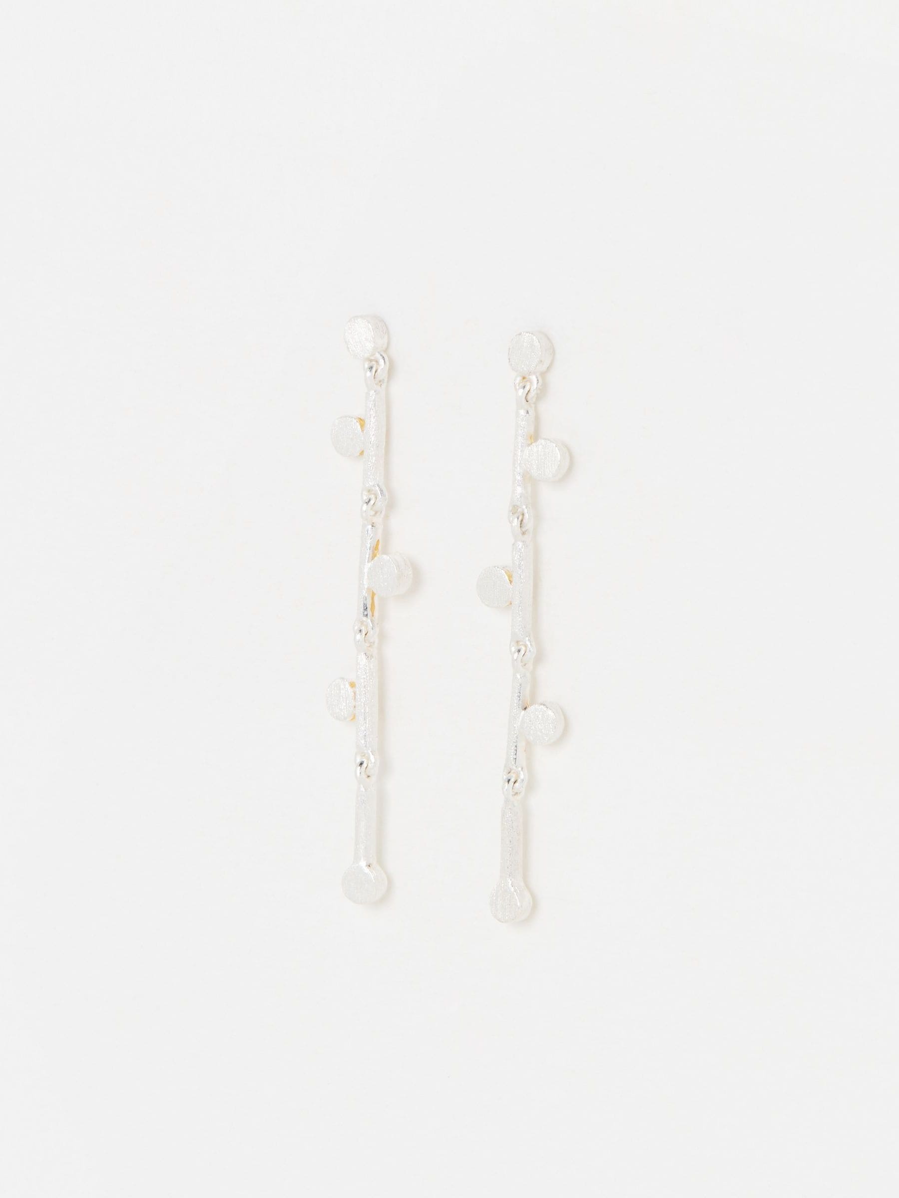 Oliver Bonas Silver Tone Iris Brushed Bar Chain Earrings