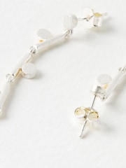 Oliver Bonas Silver Tone Iris Brushed Bar Chain Earrings - Image 4 of 4