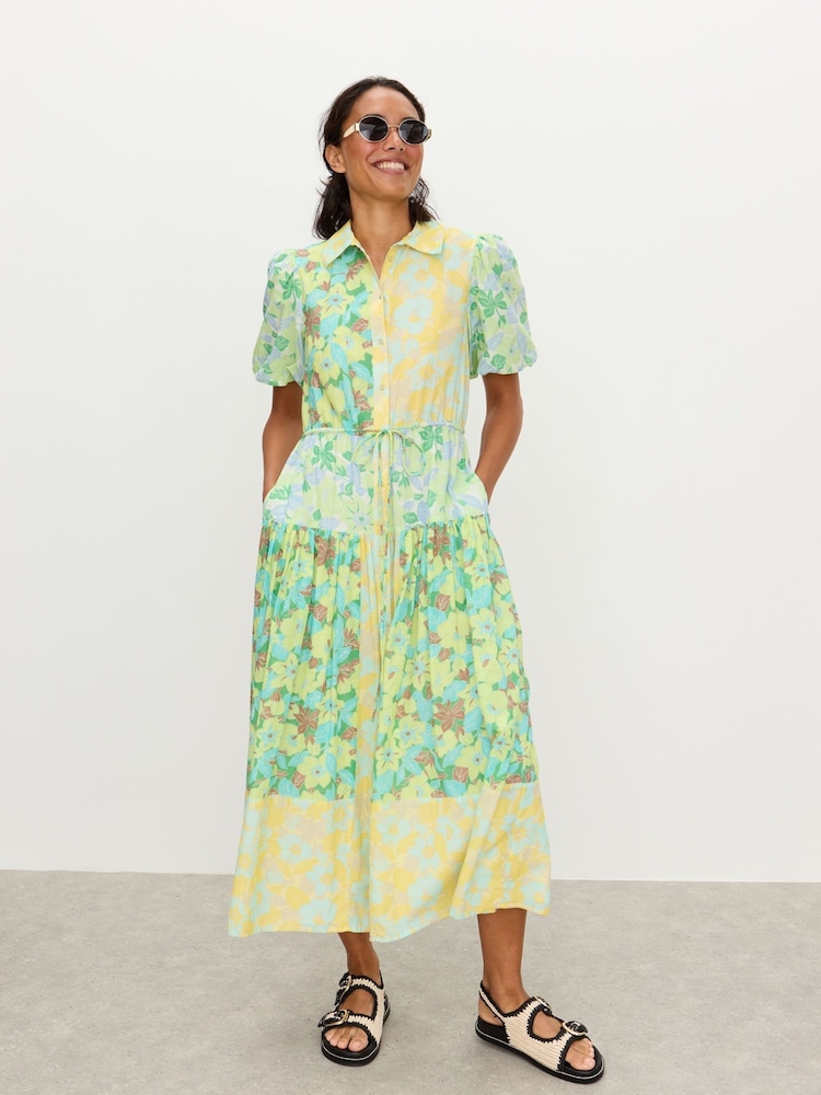 Oliver Bonas Floral Print Tiered Midi Shirt Dress - Imagen 1 de 8 Oliver Bonas Floral Print Tiered Midi Shirt Dress - Imagen 1 de 8