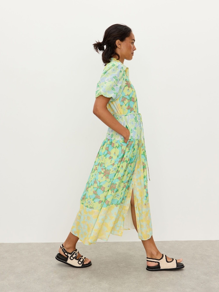 Oliver Bonas Floral Print Tiered Midi Shirt Dress - Imagen 2 de 8 Oliver Bonas Floral Print Tiered Midi Shirt Dress - Imagen 2 de 8