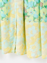 Oliver Bonas Green Floral Print Tiered Midi Shirt Dress - Image 6 of 6