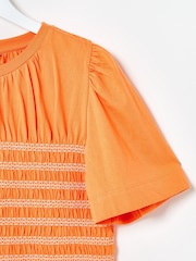Oliver Bonas Orange Shirred Short Sleeve T-Shirt - Image 3 of 6