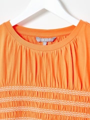 Oliver Bonas Orange Shirred Short Sleeve T-Shirt - Image 4 of 6