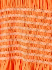 Oliver Bonas Orange Shirred Short Sleeve T-Shirt - Image 6 of 6