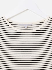 Oliver Bonas Black Striped Short Sleeve Midi Dress - Image 4 of 6