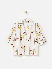 Oliver Bonas White Striped Tomato Print Short Sleeve Shirt - Image 1 of 5
