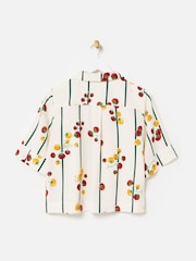 Oliver Bonas White Striped Tomato Print Short Sleeve Shirt - Image 2 of 5