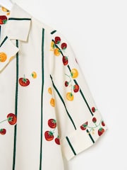 Oliver Bonas White Striped Tomato Print Short Sleeve Shirt - Image 4 of 5