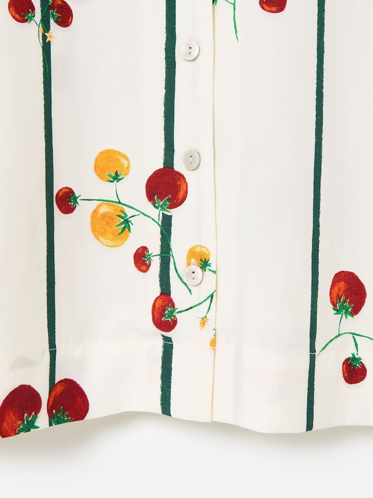 Oliver Bonas White Striped Tomato Print Short Sleeve Shirt - Image 5 of 5
