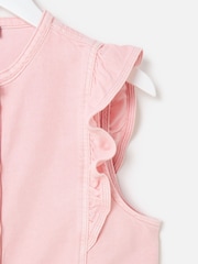 Oliver Bonas Pink Washed Frill Sleeve Denim Waistcoat - Image 4 of 6