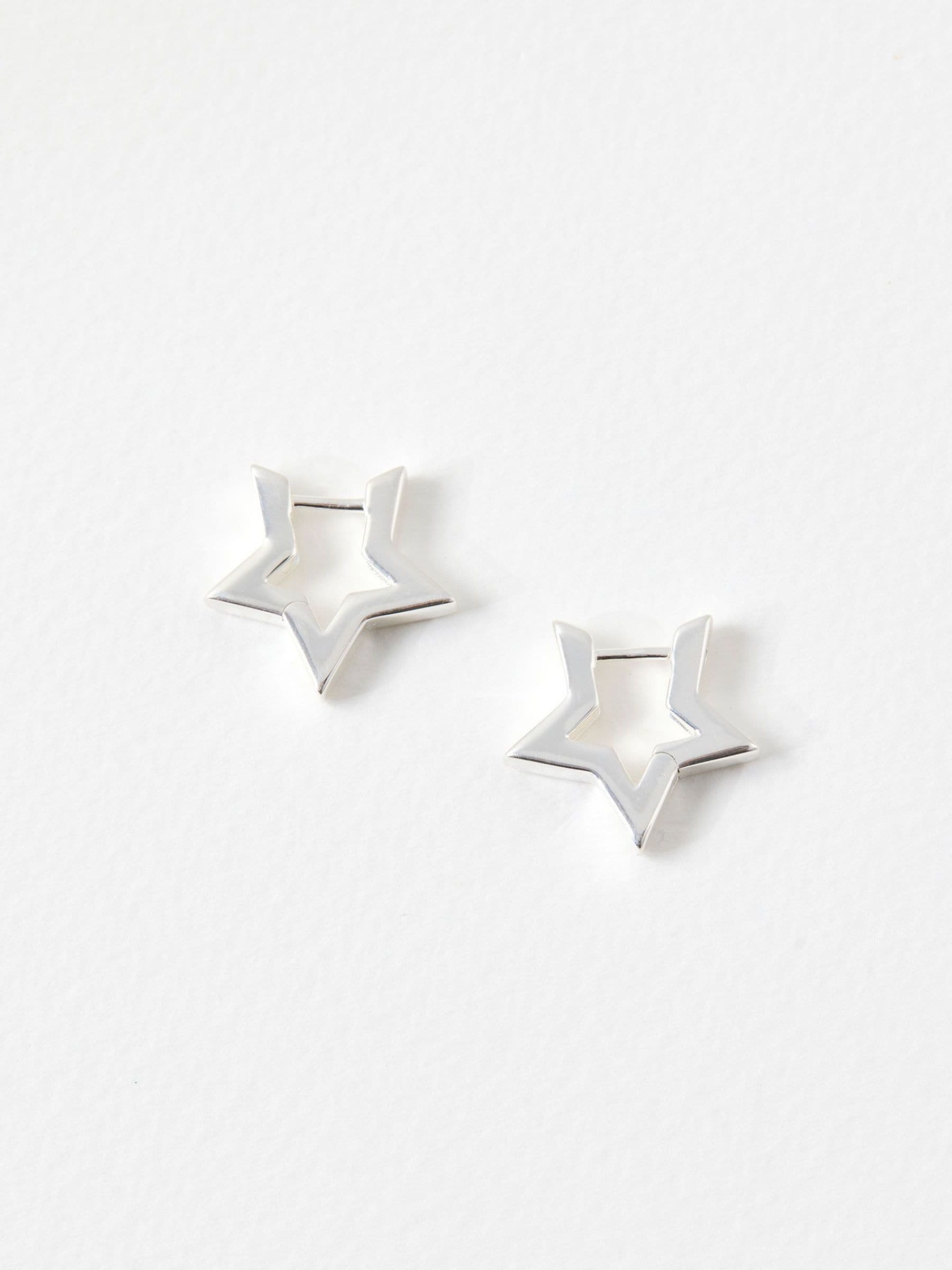 Oliver Bonas Silver Tone Star Outline Hoop Earrings