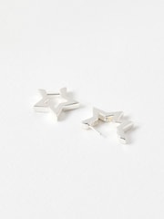 Oliver Bonas Silver Tone Star Outline Hoop Earrings - Image 2 of 3