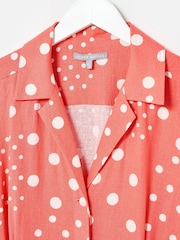 Oliver Bonas Pink Spot Print Tie Waist Linen Blend Jumpsuit - Image 3 of 6