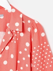 Oliver Bonas Pink Spot Print Tie Waist Linen Blend Jumpsuit - Image 4 of 6
