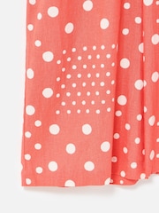Oliver Bonas Pink Spot Print Tie Waist Linen Blend Jumpsuit - Image 6 of 6