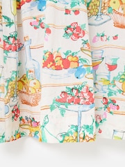 Oliver Bonas White Floral Print Embroidered Fruit Print Puff Sleeve Midi Dress - Image 5 of 5