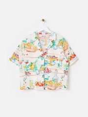 Oliver Bonas White Floral Fruit Print Embroidered Short Sleeve Shirt - Image 1 of 6