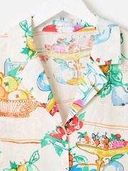 Oliver Bonas White Floral Fruit Print Embroidered Short Sleeve Shirt - Image 4 of 6