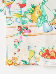 Oliver Bonas White Floral Fruit Print Embroidered Short Sleeve Shirt - Image 5 of 6