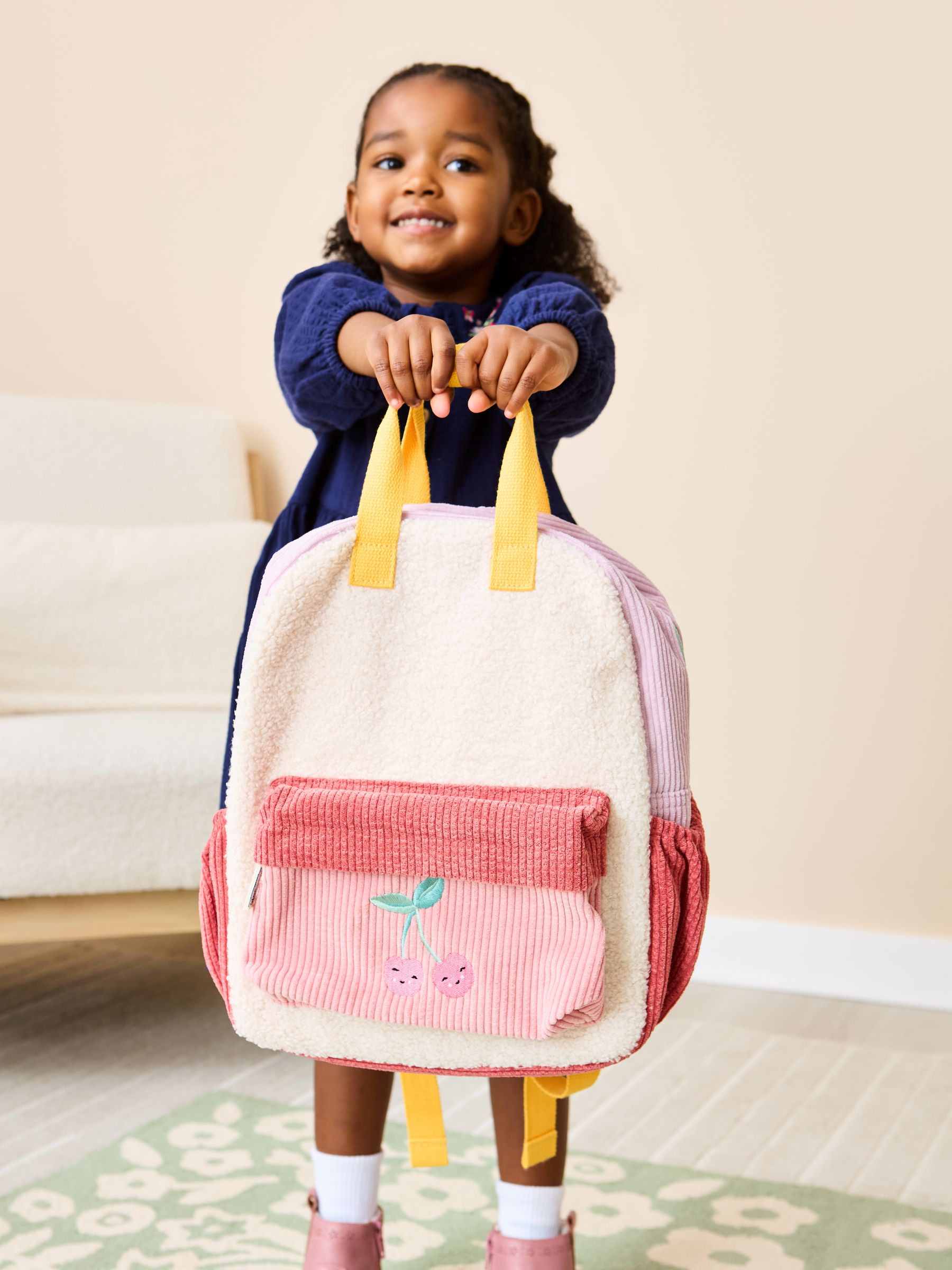 Jojo Maman Bébé Pink Cherry Borg Colour Block Medium Backpack