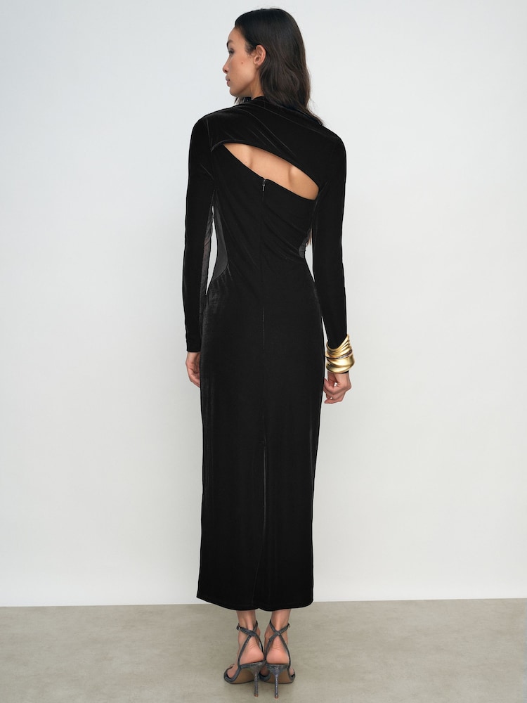 reiss black evening dress Reiss Bodycon Bow Maxi Dress in Black
