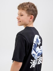 JACK & JONES JUNIOR Back Graphic Print Short Sleeve Black T-Shirt - Image 3 of 5