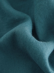 Teal Blue Smart Front Linen Blend Wide Leg Trousers - Image 8 of 8
