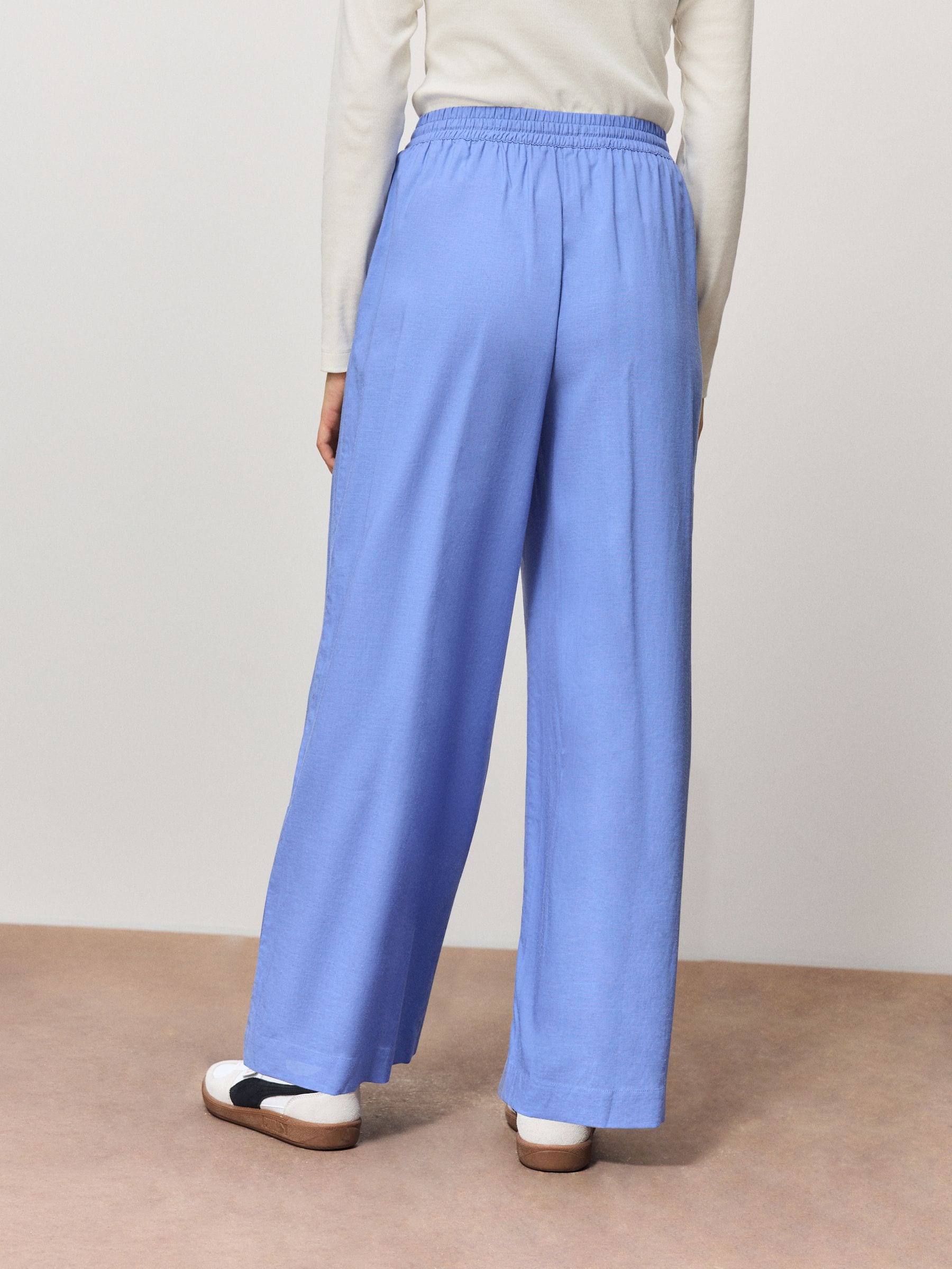 Buy Blue Pull On Wide Leg Trousers With Linen from Next Canada