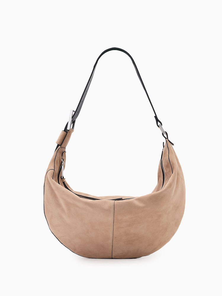 AllSaints Brown Luna Suede Shoulder Bag - Image 1 of 8
