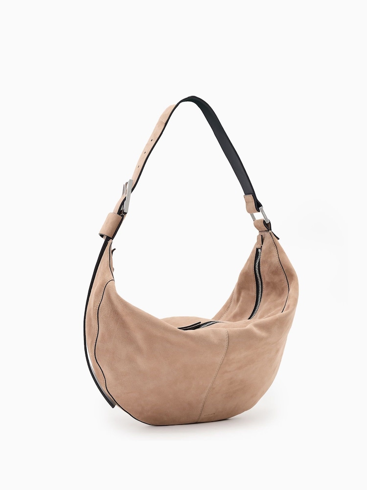 AllSaints Brown Luna Suede Shoulder Bag - Image 2 of 8