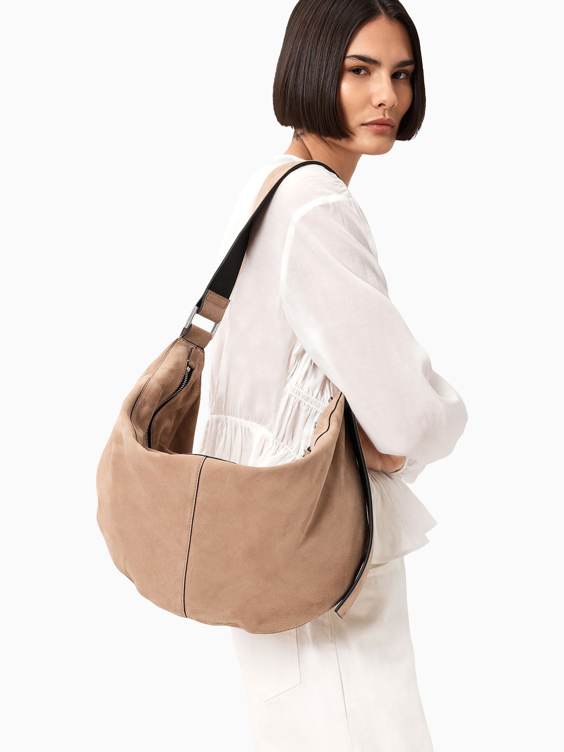 Buy AllSaints Brown Luna Suede Shoulder Bag from Next USA